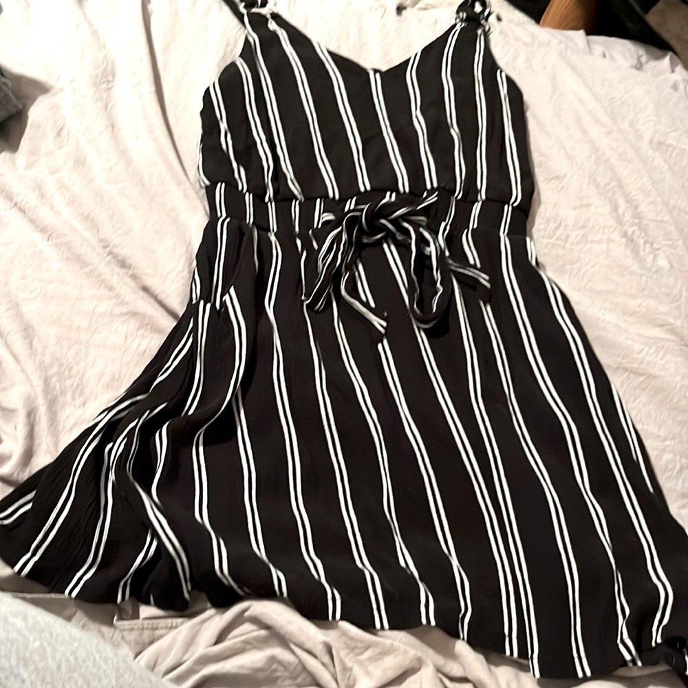 Black and white striped dress